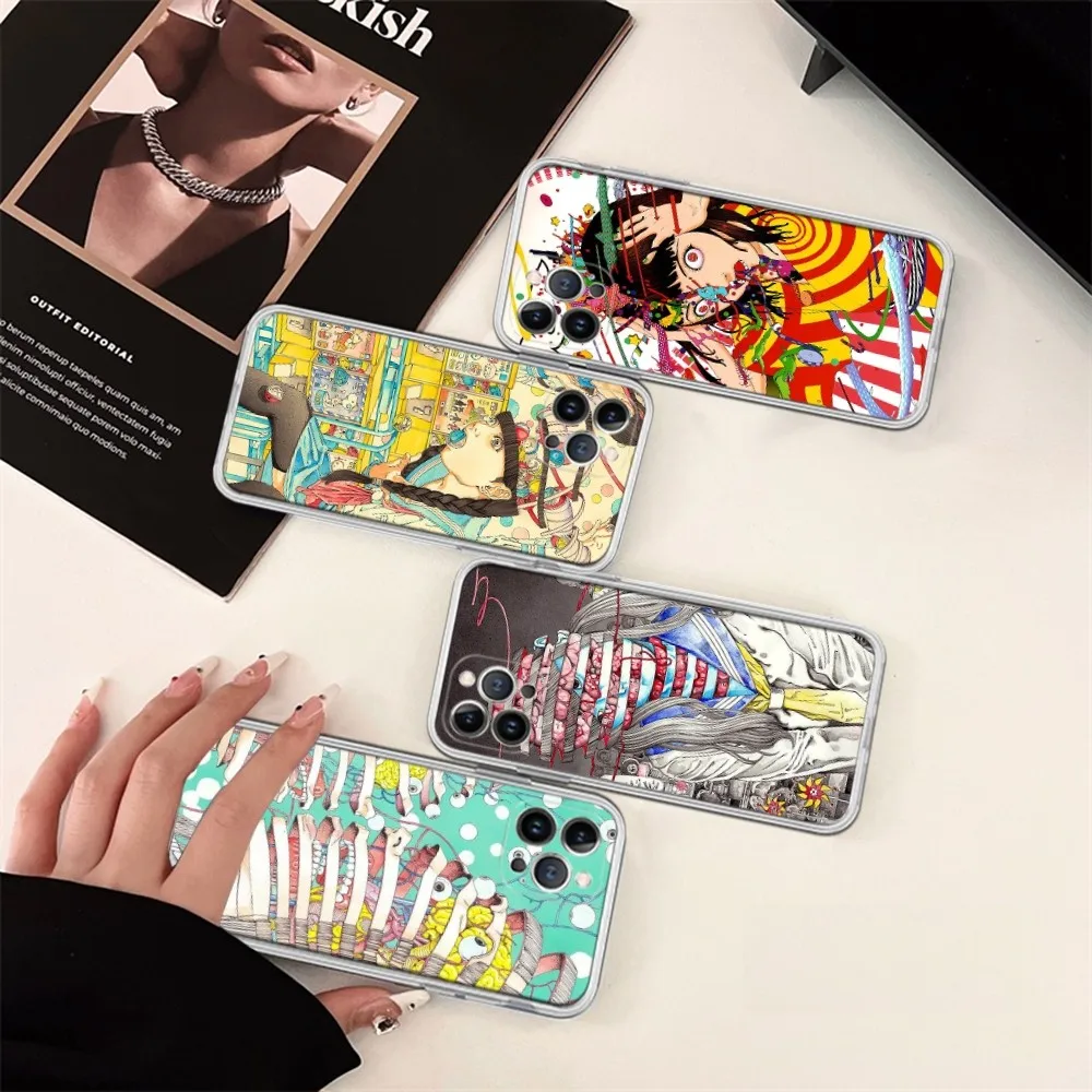 Shintaro Kago Horror Cartoons Phone Case Silicone Soft for iphone 15 14 13 12 11 Pro Mini XS MAX 8 7 6 Plus X XS XR Cover