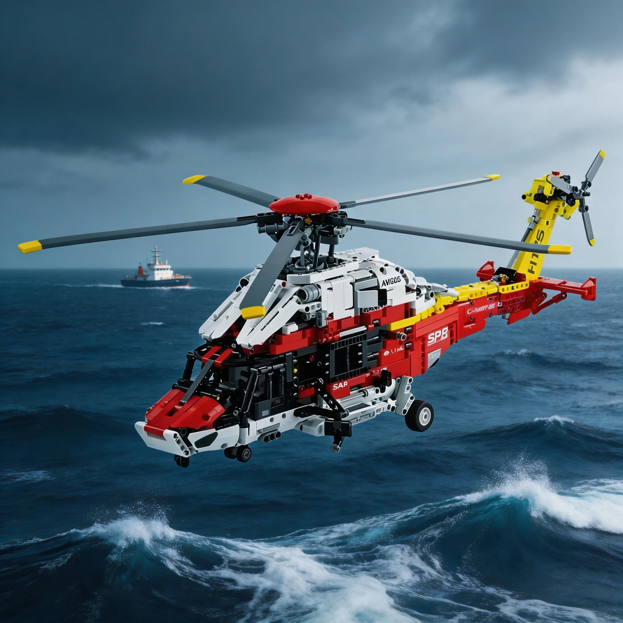 

2026 Rescue helicopter education model Airbus building blocks rotating rotor toy