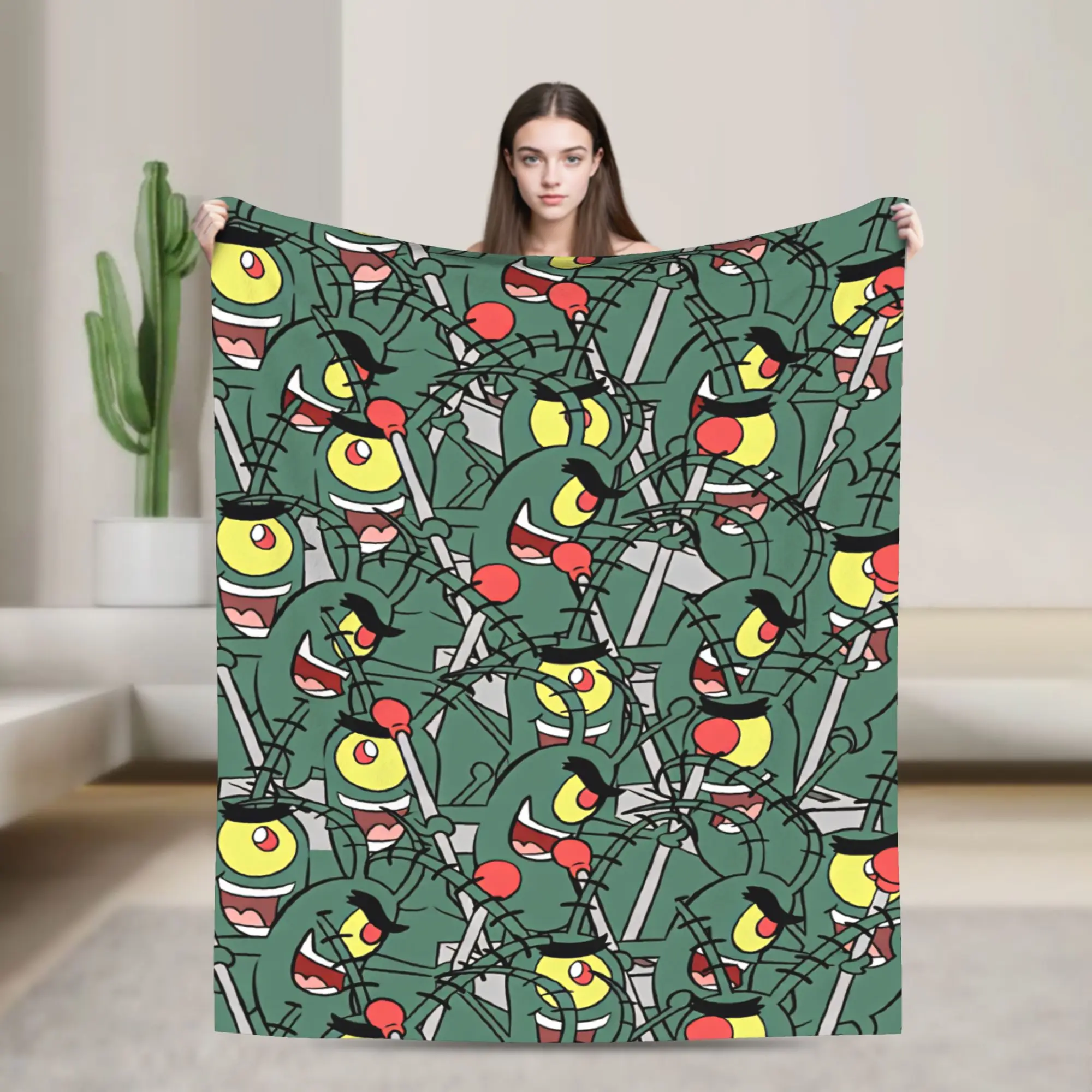 SpongeBobs Plankton  Blanket Quality Soft Warm  Bedding Throws Winter Girls Boys Bedroom Funny Bedspread
