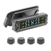 Universal TPMS Wireless Tire Pressure Monitoring System Solar Power Clock LCD Display 4 External Sensor Tire Pressure Sensors