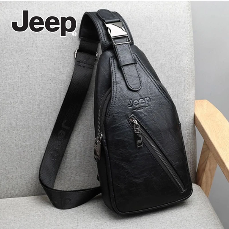 

JEEP BULO новая модная брендовая высококачественная двухслойная кожаная мужская нагрудная сумка, модная универсальная деловая сумка-мессенджер