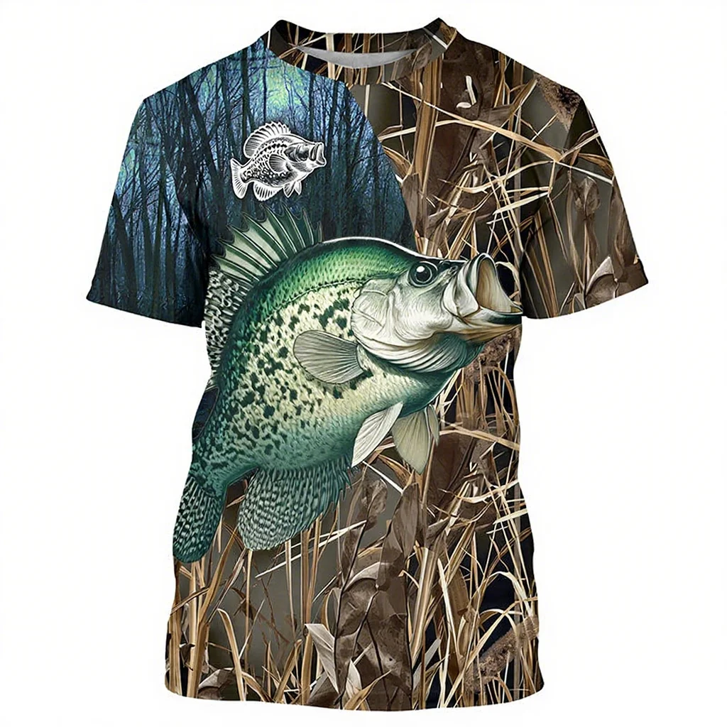 سمك السلور جثم الصيف قميص لصيد السمك بارد التجفيف السريع قصيرة الأكمام جولة الرقبة للجنسين الصيد البلوز قصيرة الأكمام تي شيرت فاش