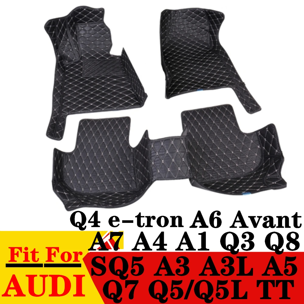 Car Floor Mats For AUDI Q3 Q5 Q7 Q8 A1 A3 A4 A5 A6 Avant A7 SQ5 TT Q4 e-tron Custom Fit Front & Rear Floor Liner Cover Foot Pads