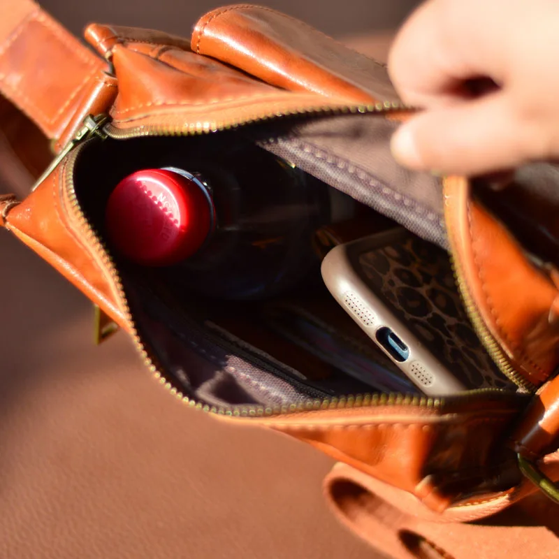 حقيبة ظهر رجالية من الجلد الأصلي من AETOO حقيبة كروس بكتف واحد للتنقل مصنوعة من جلد البقر المدبوغ بالنباتات عمودية عالية الجودة casua #5