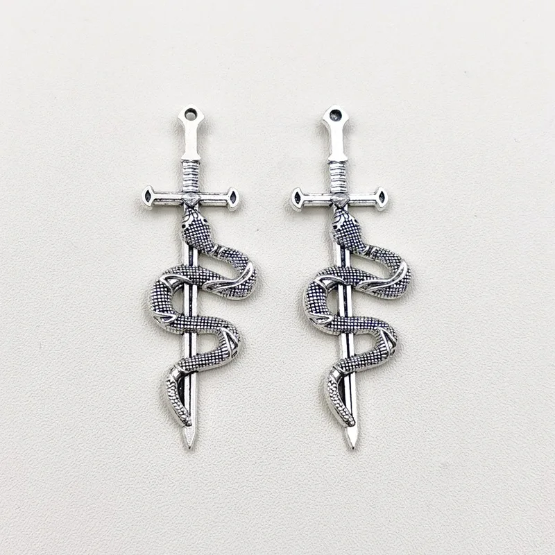 10 шт. новая мода ретро змеиный меч кулон аксессуары DIY змеиный меч сплав ювелирные аксессуары