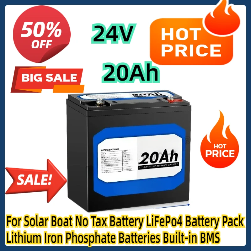 

For Solar Boat No Tax 12V Battery 20Ah LiFePo4 Battery Pack Lithium Iron Phosphate Batteries Built-in BMS