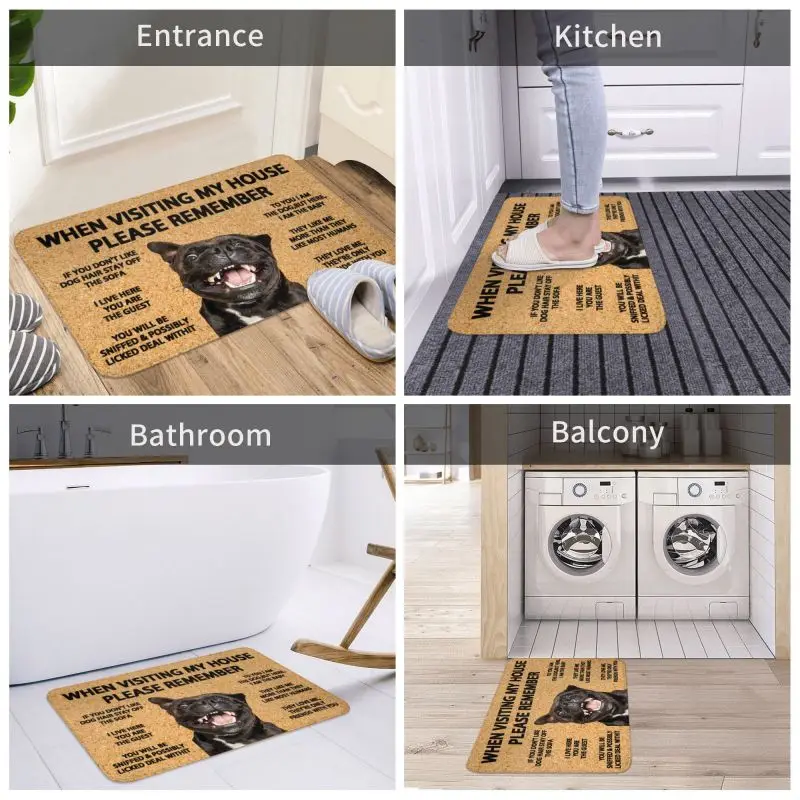 Please Remember Staffordshire Bull Terrier Doormat Mat Anti-Slip Kitchen Bath Garage Living Room Entrance Rug Carpet 40*60cm