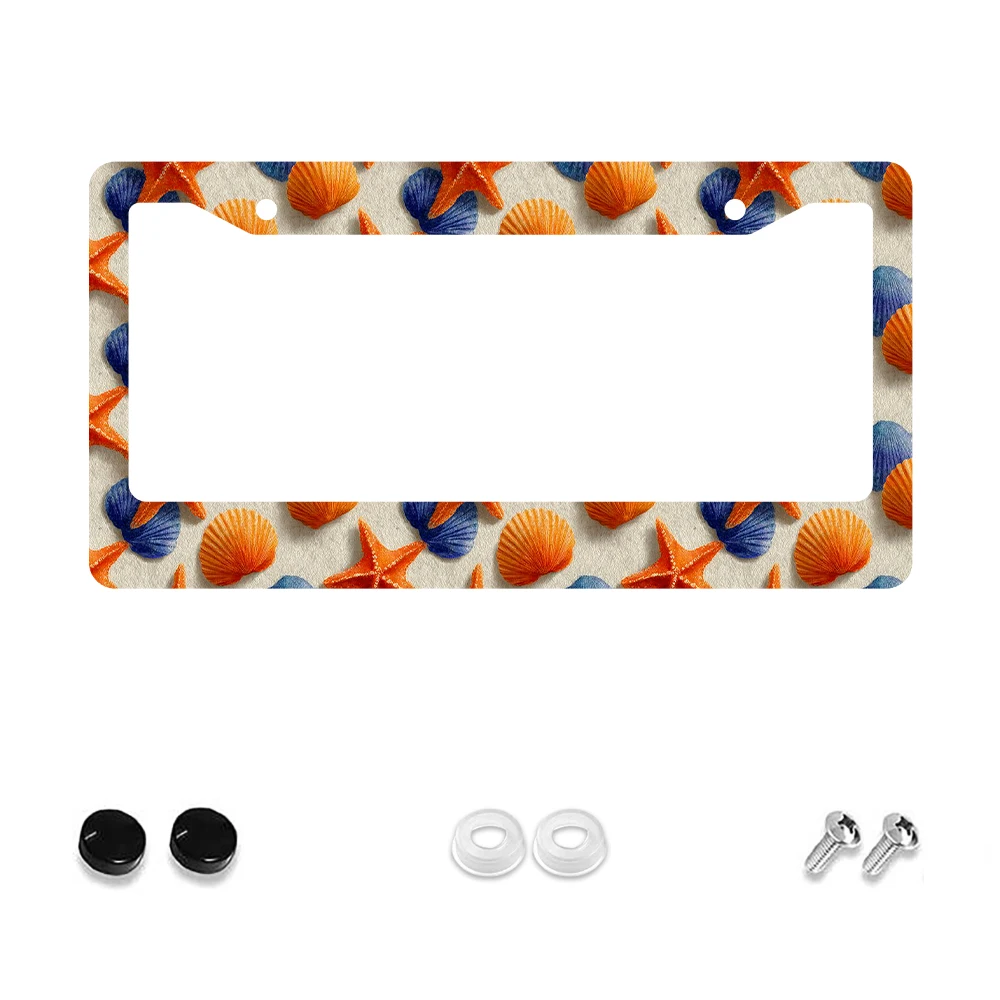 

Рамка номерного знака с 2 отверстиями оранжевого и синего цвета в виде ракушки, алюминиевый материал, 6x12 дюймов с комплектом винтов, новинка в стиле ретро C