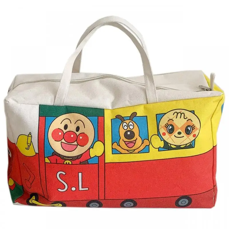 Japanese Cartoon Anpanman Extra Large Canvas Luggage Bag Home Clothes Storage Bag Travel Fitness Bag Girl Handbag Birthday Gift