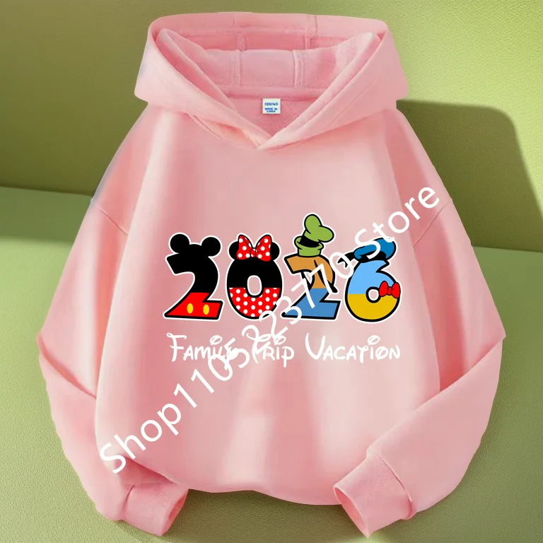 

Autumn Winter Cozy Sweatshirt Unisex Boys Girls Clothing Mickey Car Tour 2026 Disney Joy Trip Print Kids Fleece Hoodie Warm