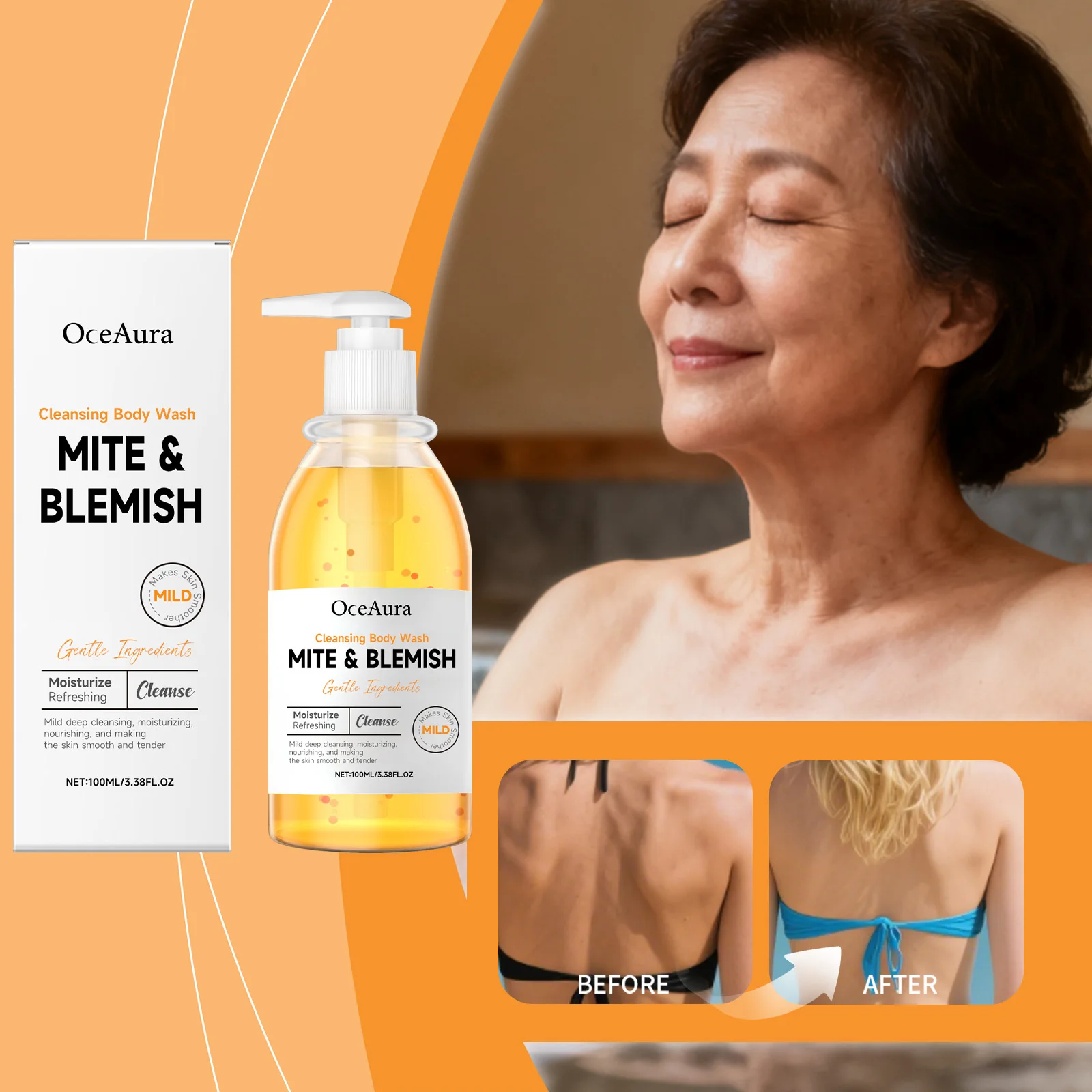 Gel de Ducha con Ácido Salicílico, Limpiador Corporal, Elimina el Sudor, Controla la Grasa, Exfolia, Suaviza y Acondiciona la Piel