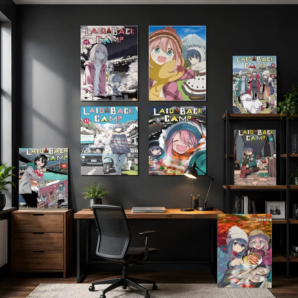 Anime L-Laid-Back Camp Poster HD Self Adhesive Wall Art Waterproof Removable for Bedroom Living Room Home Decor No Frame 1PC