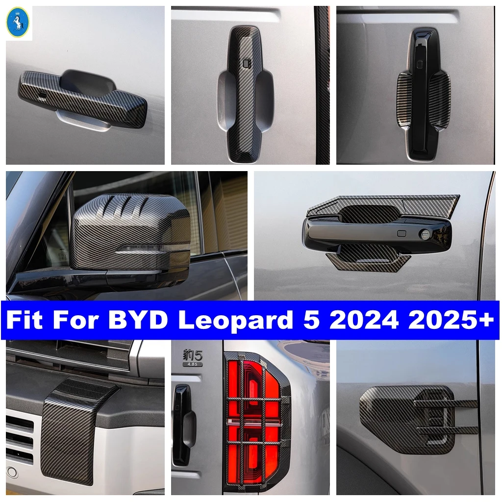 

Car Door Handle / Rearview Mirror / Front Bumper Sequins Cover Trim 5D Carbon Fiber look Accessories For BYD Leopard 5 2024 2025