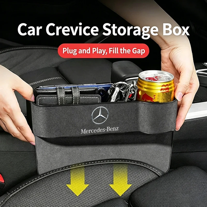 

Car Seat Side Storage Pocket Suede Organizer Box For Mercedes Benz W203 W204 W205 W210 W211 W212 W221 W222 CLS CLA CLK SLK GLK