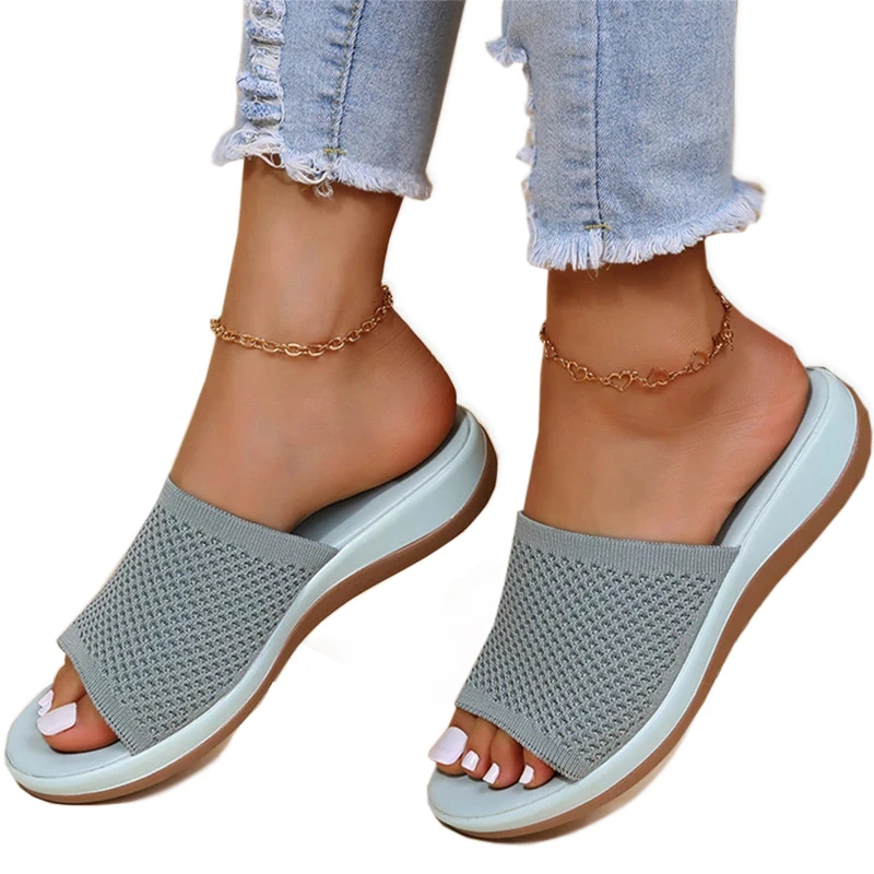 Sandalias de verano antideslizantes para mujer, zapatos Retro, sandalias de playa, calzado sin cordones