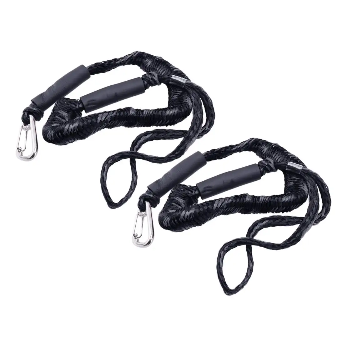 2pcs Marine Bungee Dock Line with Clip 4FT for Boat Mooring Rope Anchor Cord Stretch Shock Black