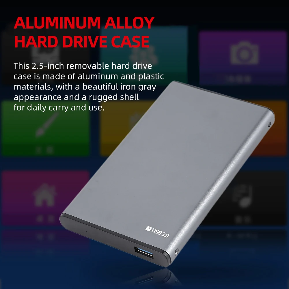 2.5in USB3.0 HDD تخزين التوصيل والتشغيل HDD الضميمة الخارجية سبائك الألومنيوم دعم لنظام التشغيل Windows XP 7/8/10/Vista/Linnux/ OS +