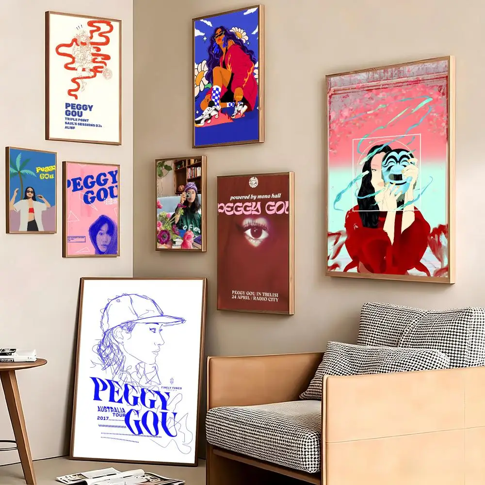 Merch Peggy Gou Singer Poster Pegatina artistica HD autoadhesiva impermeable para salon dormitorio