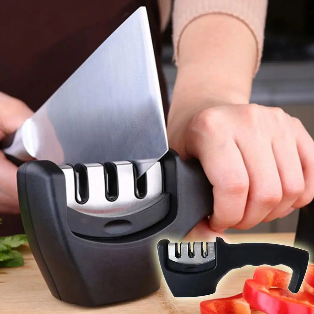 

Ручная 3-ступенчатая точилка для кухонных ножей, инструмент для заточки лезвий для ножей