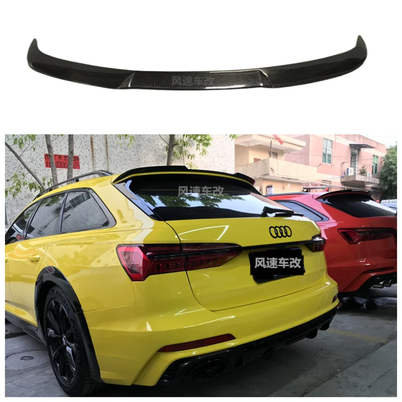 For C8 Audi A6 Travel Avant/Allroad 2020-2023 Real Carbon Fiber Car Rear Trunk Boot Lip Spoiler Roof Spoiler Wing Top Wings Lid 