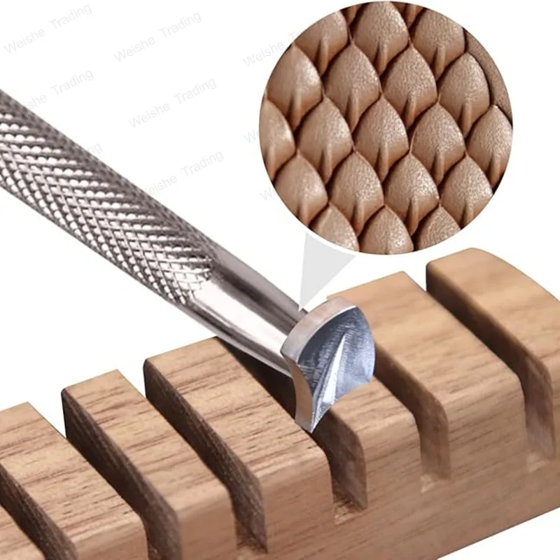 

Инструмент для тиснения кожи «Рыбья чешуя» из нержавеющей стали 304, 3D-штамп для кожи растительного дубления с геометрической резьбой и принтом