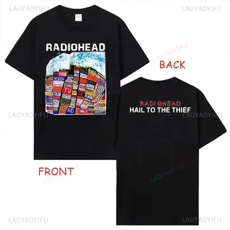 Camiseta Radiohead de Algodão para Mulheres, Roupas Y2K, Presente para Amantes de Música, Streetwear Gótico, Camiseta Gráfica Impressa