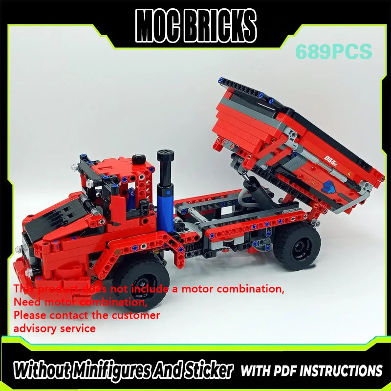 

City Car Model MOC Building Bricks Red Articulated Dump Truck Modular Technology Gifts Holiday Assemble Children Toys Suit