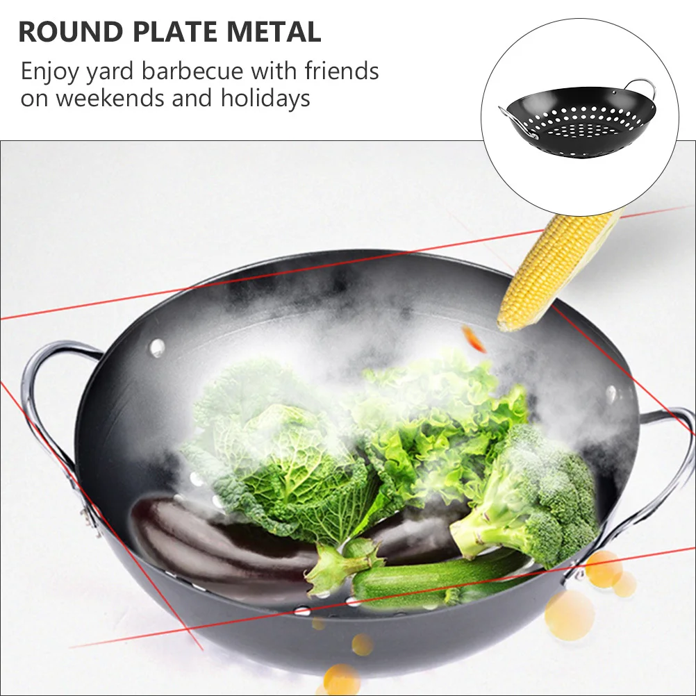 

1Pcs Non-Stick Bbq Grill Pan Rust Proof Wear Resistant Barbecue Plate Perfect for Steak Chicken Vegetable Roasting Outdoor