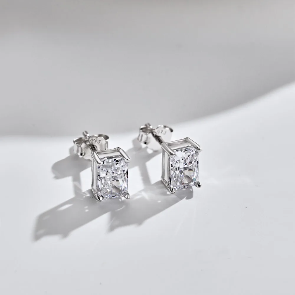 IsRabbit 18K Gold Plated Crushed Ice Cut 8*10MM Multicolor Gem Birthstone Diamond Stud Earrings 925 Sterling Silver Fine Jewelry