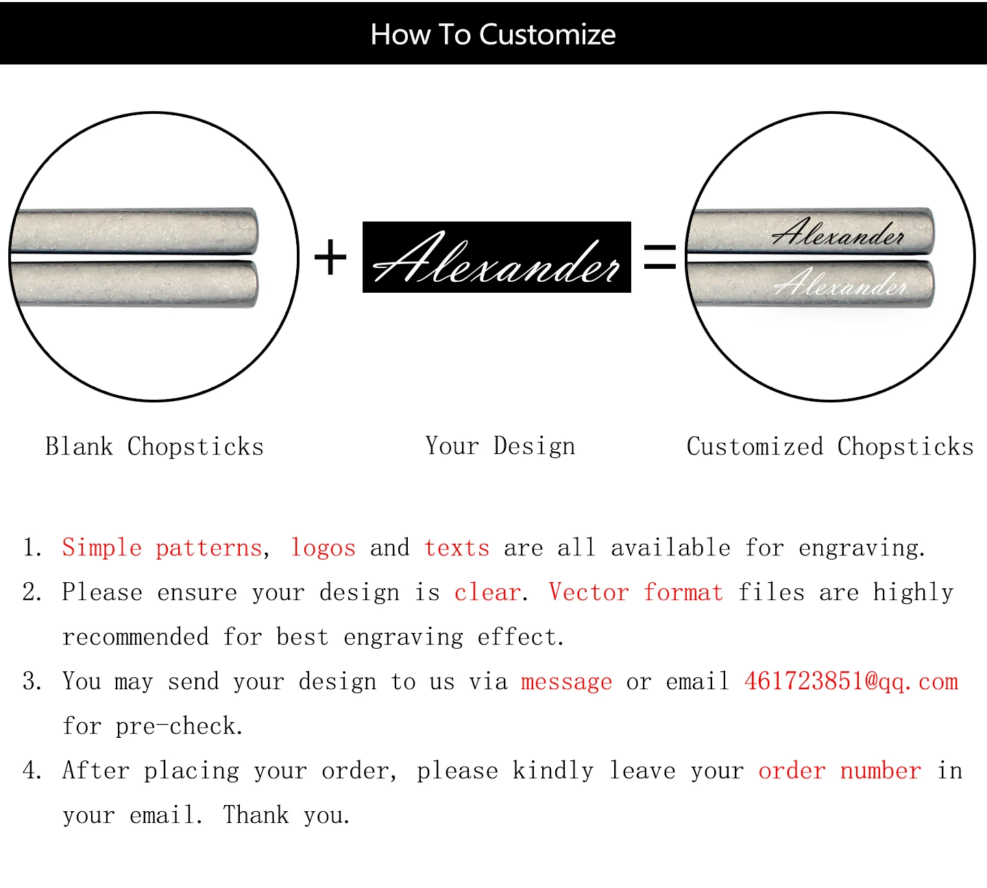 Lebensmittelechte 304 Edelstahl-Essstäbchen mit individuellem LOGO, Lasergraviertem Namen, Unterschrift oder Text, Vintage Antik-Silber Tischbesteck Geschenk – Detail 5