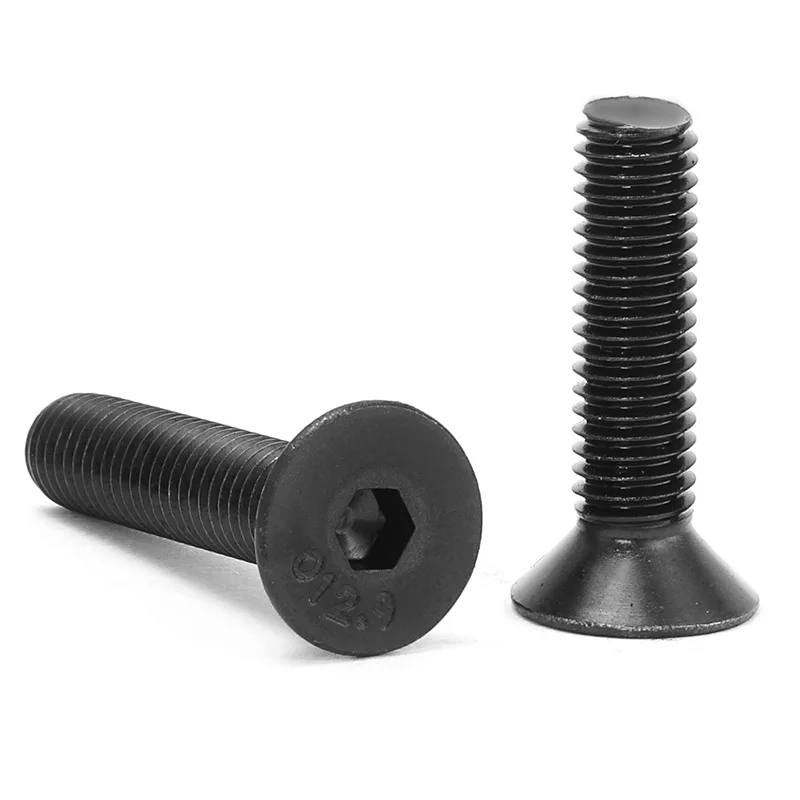 5-50pcs M2 M2.5 M3 M4 M5 M6 M8 *L =4~50mm black oxide grade 10.9 class DIN7991 alloy steel Hex socket flat head CSK screw