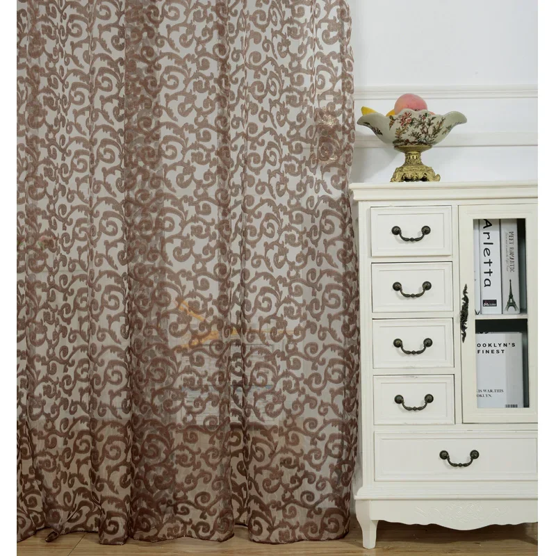 NAPEARL 1 Piece Modern Jacquard Design Sheer Curtains European Style Window Treatment Tulle Fabrics Organza Panel Decor