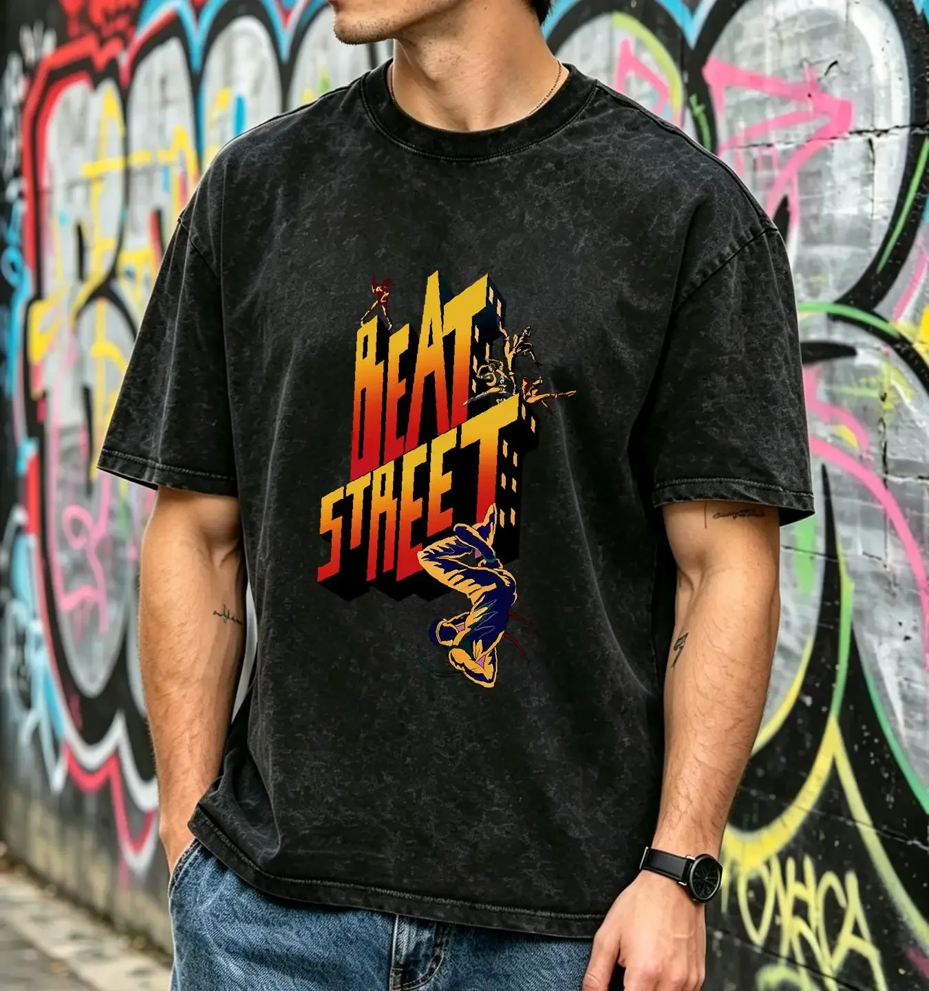 washed T Shirt Beat Street old School Hip Hop breakdance Size S 5XL vintage Washed Comfortable Top For Everyday Wear Stylish