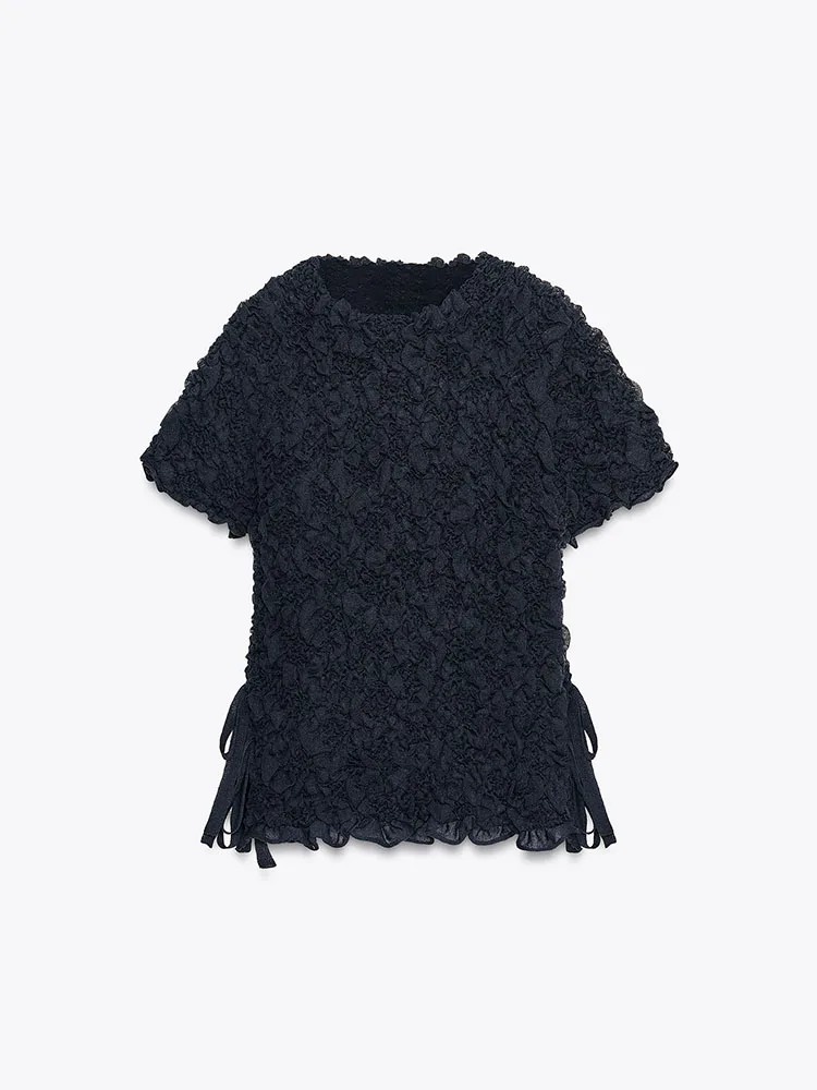 Sweet Texture Knitted  Knot round Ne ort Sve Women's Top New Arrival Winter 2025 Faion Ladies' Wear