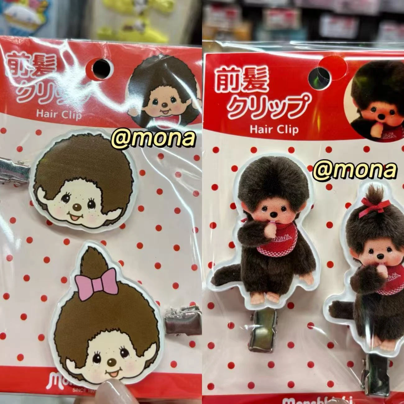 Kawaii Monchhichi 아크릴 헤어 클립 4Pcs 귀여운 만화 원숭이 머리핀 여자를위한 달콤한 헤어 액세서리 여자