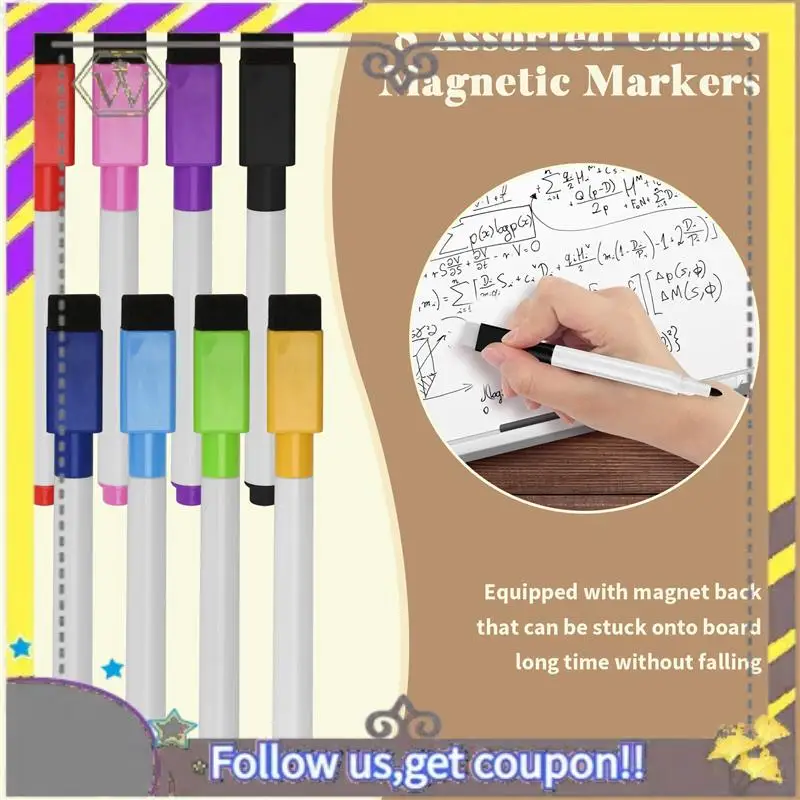 

New Magnetic Dry Erase Marker Holder, Magnetic Marker Holder For Whiteboard, 8 Pieces Magnetic Dry Erase Markers