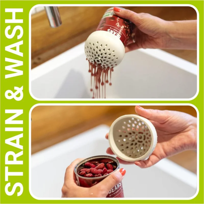 (MUSHROOM) Nesting Can Strainer Colander Set - Space Saving Small Colanders and Strainers - Multi Use Kitchen Gadget - Sili