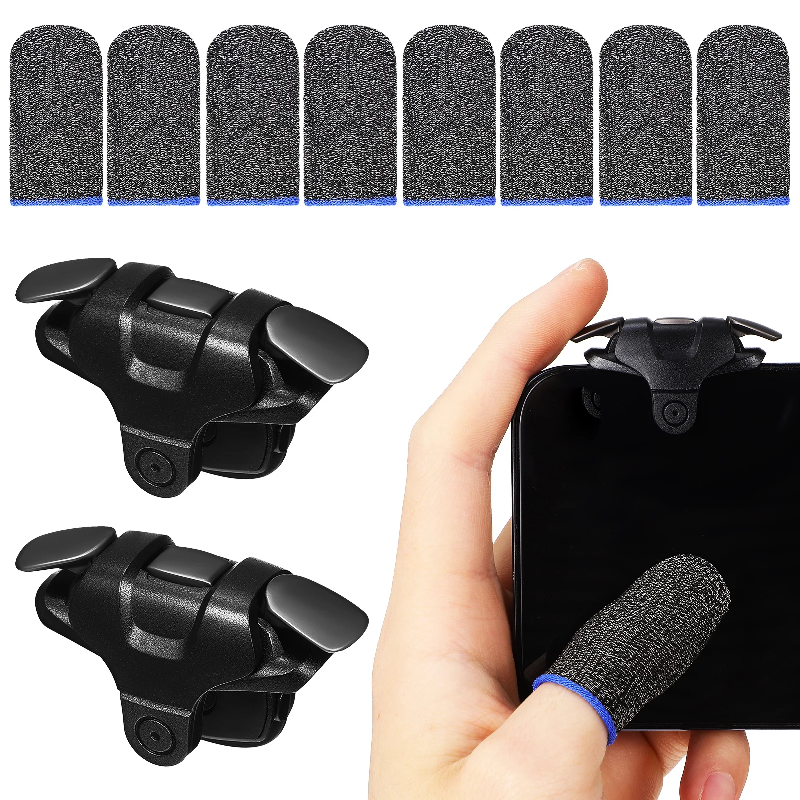 

1 set 3rd Finger Sleeve Mobile Game Trigger High Sensitivity Ergonomic Design Scratch Proof Clip