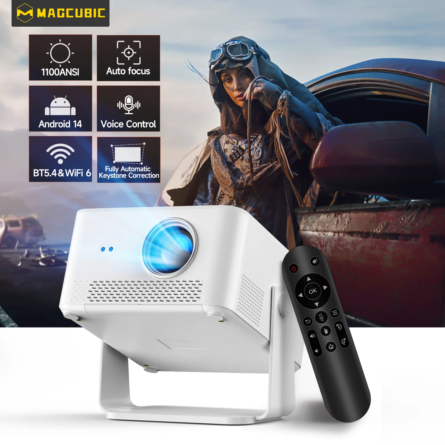 Magcubic HY450MAX Full HD Projector 1100ANSI  Auto Focus 8K Home Theater Outdoor Projector Android 14 WiFi6 Beam LED Projector