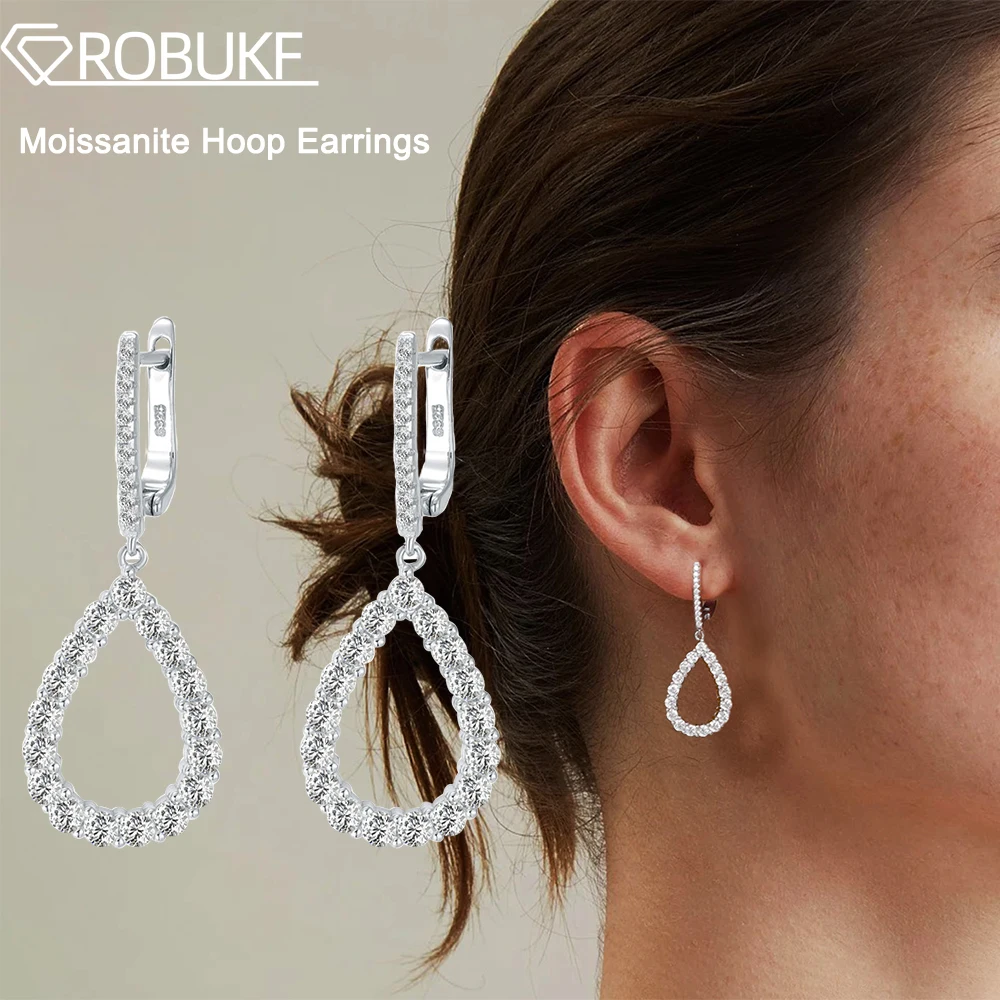 

Full Moissanite Hoop Earring For Women 3.58cttw D Color VVS Diamond 925 Sterling Silver Earrings Wedding Fine Jewelry with GRA