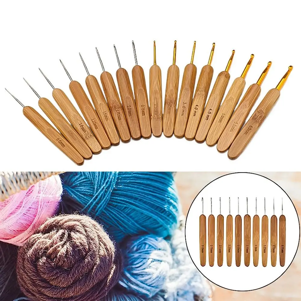 New Bamboo Wooden Crochet Hooks Small Size Long Bamboo Handle Crochet Knitting Crochet Blanket Shawl