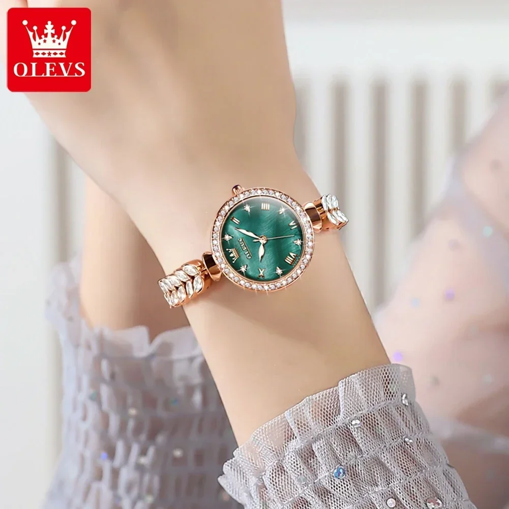 OLEVS 9971 Quartz Watch For Women Business Diamond Steel Strap Luminous Waterproof Ladies Wristwatches free shipping watches