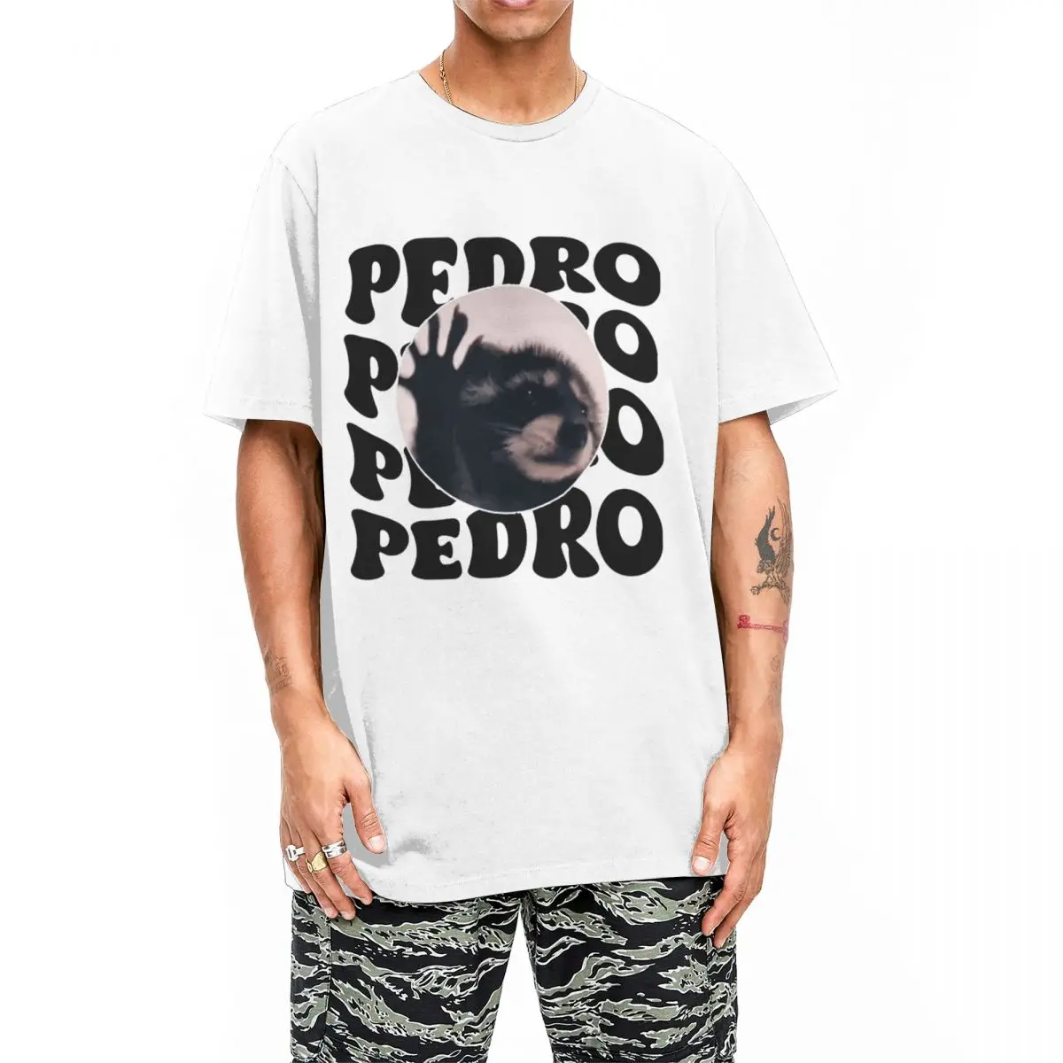 Pedro Raccoon Dancing Meme T Shirt Cute Fun Harajuku T Shirts Short-Sleeved Vintage Tshirt Summer 100 Cotton O Neck 5XL 6XL Tees