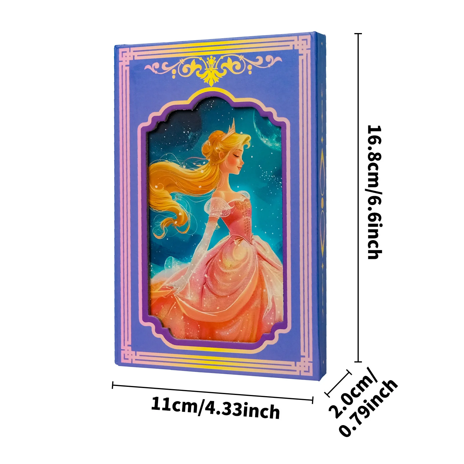 Fairy Tale Series: Blue Gold Color blocked Cartoon, Golden Princess, Portable 30% off Notebook, Student Account, Diary