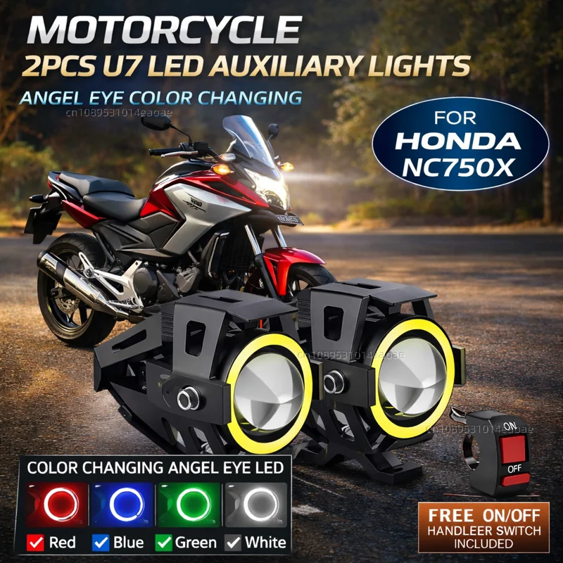

Waterproof Motorcycle LED Headlight 3000LMW U7 Motorbike LED Driving Fog Spot Light with Switch For HONDA NC750X NC 750X NC750 X