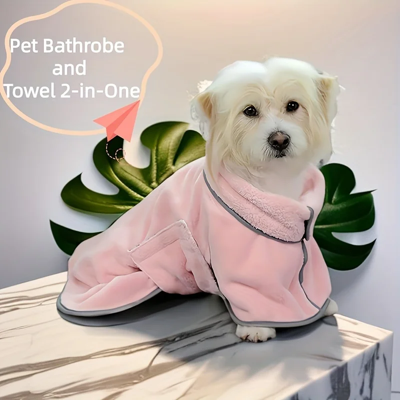 1pc Dog Absorbent Bath Towel, Pet Cooling Absorbent Bathrobe, Bath Towel For Pet Cleaning, Dog Pet Wash Towel