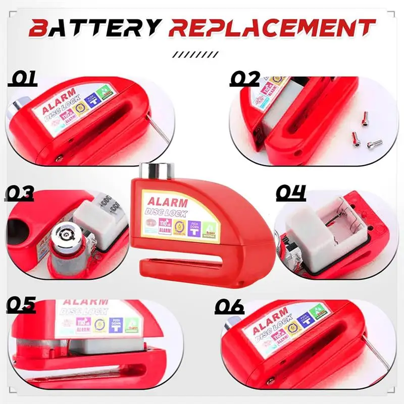 

Motorbike Alarm Disc Brake Lock,Motorcycle Disc Lock With Reminder Cable And Carry Pouch For Bike, Moped, Motocross