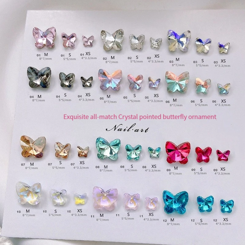 クリスタルラインストーンネイルアート,10個,バタフライポインテッドボトム,ミニ,クリスタル,ダイヤモンド形,ジュエリー,マニキュア,装飾