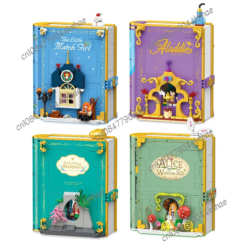 Idea Lights Fairy Tale Book Building Blocks Bricks Assembling Model Toys for Children Birthday Gift Set