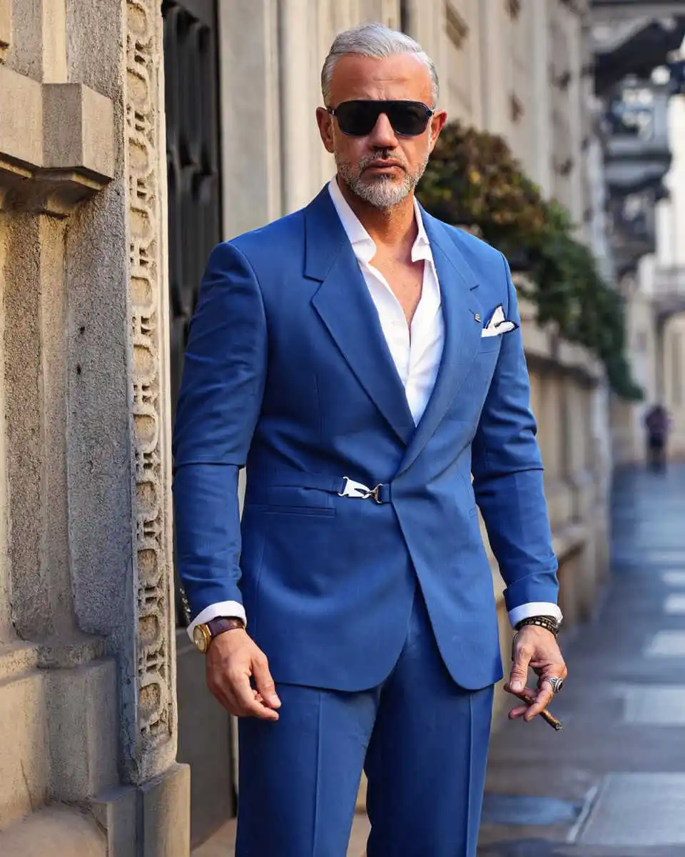 Abiti da uomo formali 2 pezzi con un bottone risvolto tinta unita blazer pantaloni occasioni giacca personalizzata taglie forti matrimonio casual sposo
